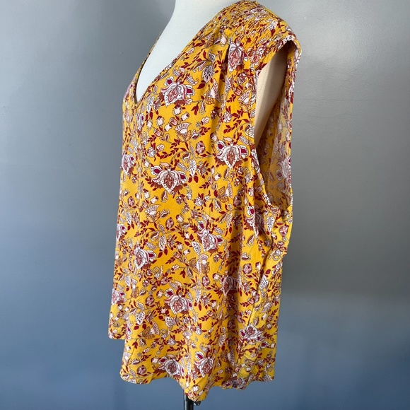 3/$30 Jones New York Womens Yellow Sleeveless Floral Print Pattern Top Size 3X - Picture 9 of 12